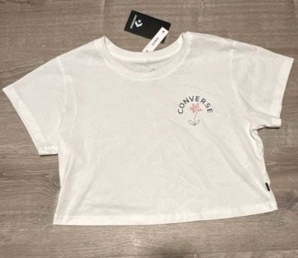 Converse Women's Slim Fit XL Crop T-Shirt White